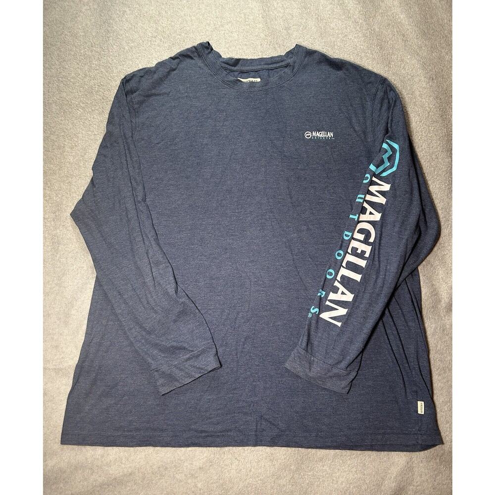 Magellan Outdoors T Shirt Mens 3Xl Long Sleeve Blue Logo Fishing Hiking Classic